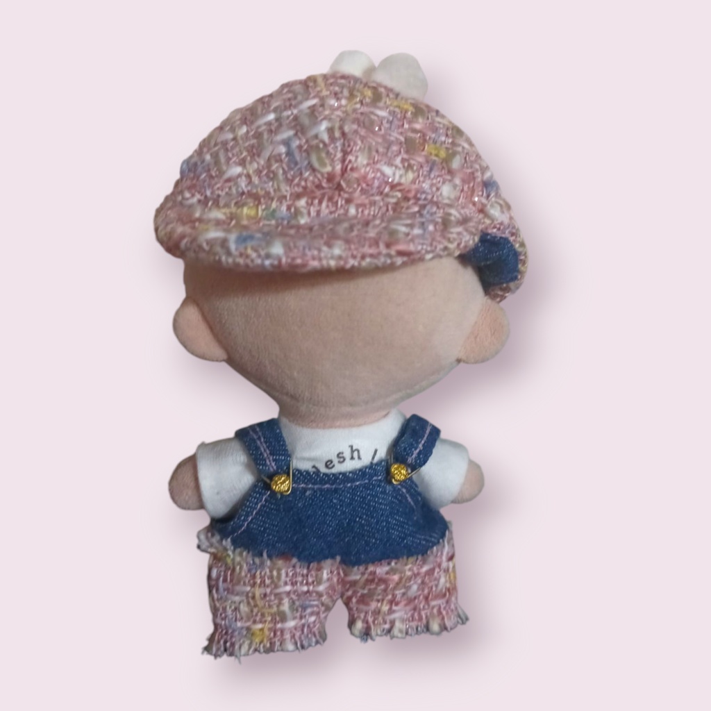 ぬい服 ツイードデニムコーデ 苺シャツ キャップ ジャケット パンツ 10cm 12cmサイズ