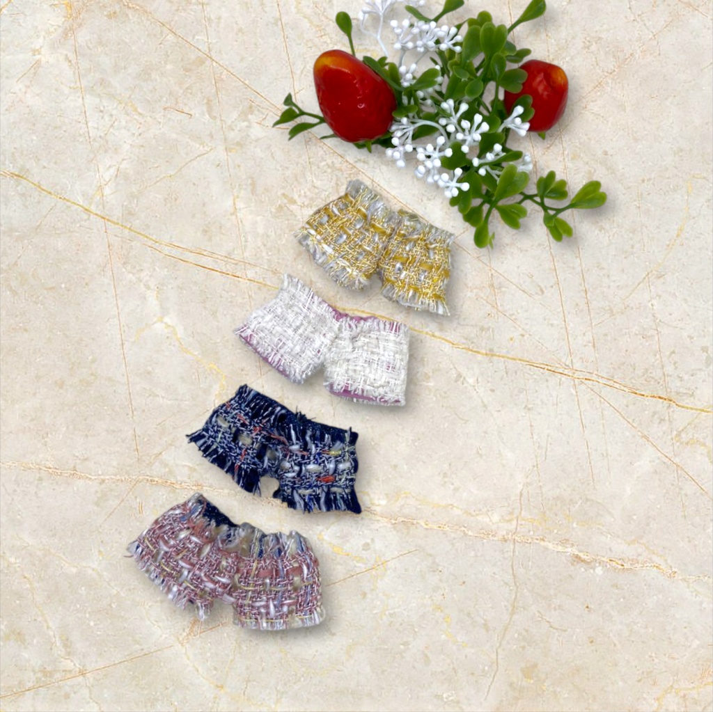 ぬい服 ツイードデニムコーデ 苺シャツ キャップ ジャケット パンツ 10cm 12cmサイズ