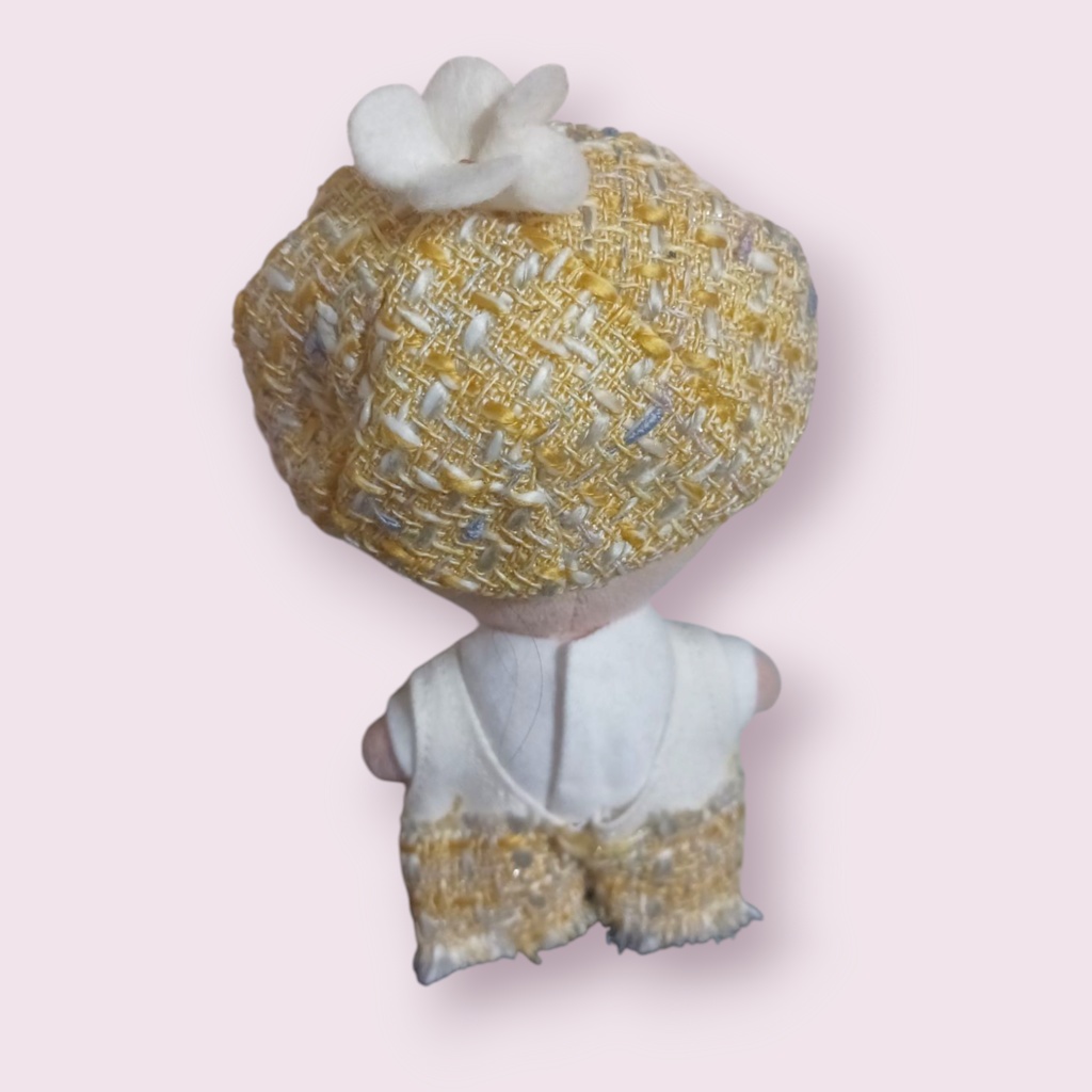 ぬい服 ツイードデニムコーデ 苺シャツ キャップ ジャケット パンツ 10cm 12cmサイズ