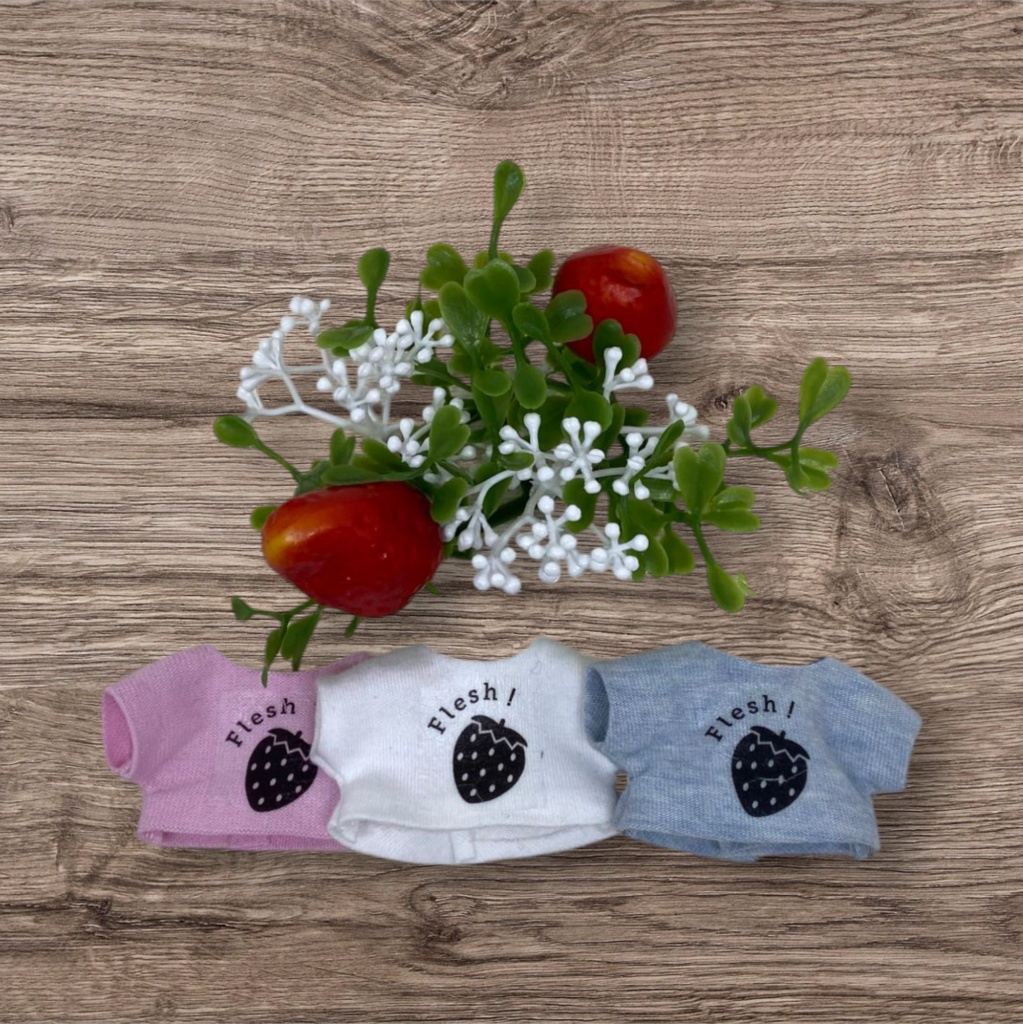 ぬい服 ツイードデニムコーデ 苺シャツ キャップ ジャケット パンツ 10cm 12cmサイズ