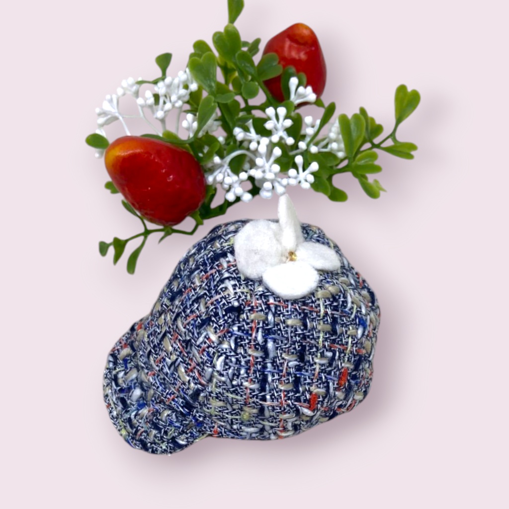 ぬい服 ツイードデニムコーデ 苺シャツ キャップ ジャケット パンツ 10cm 12cmサイズ