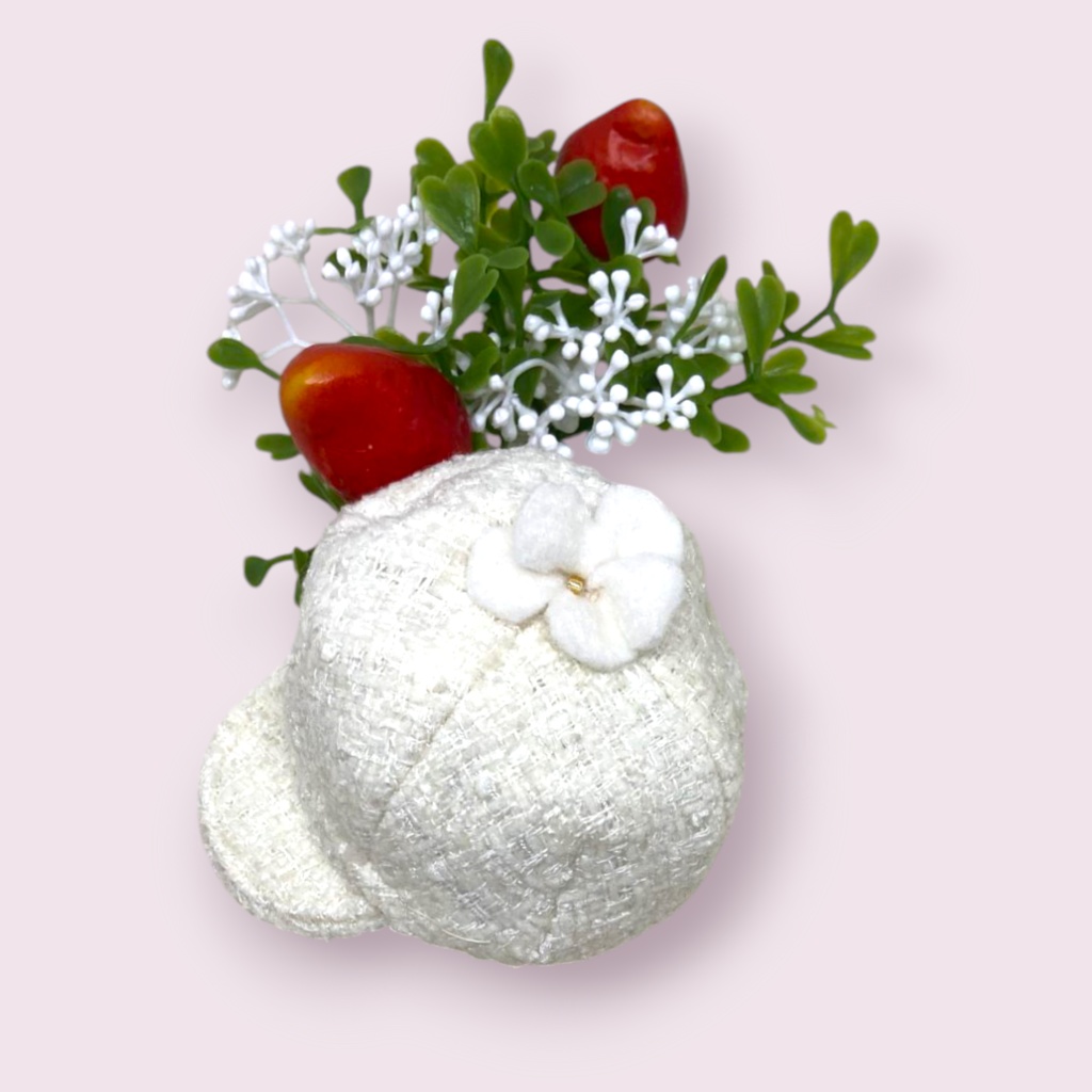 ぬい服 ツイードデニムコーデ 苺シャツ キャップ ジャケット パンツ 10cm 12cmサイズ