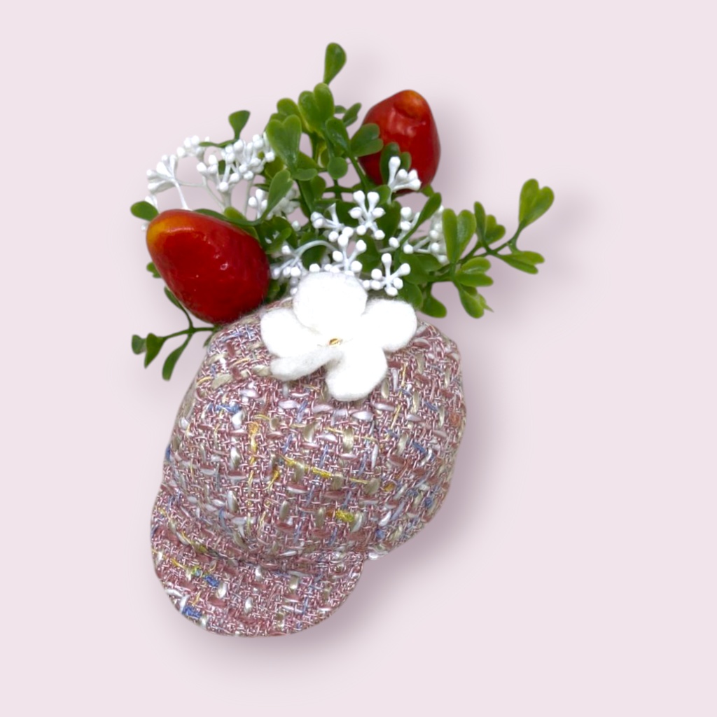 ぬい服 ツイードデニムコーデ 苺シャツ キャップ ジャケット パンツ 10cm 12cmサイズ