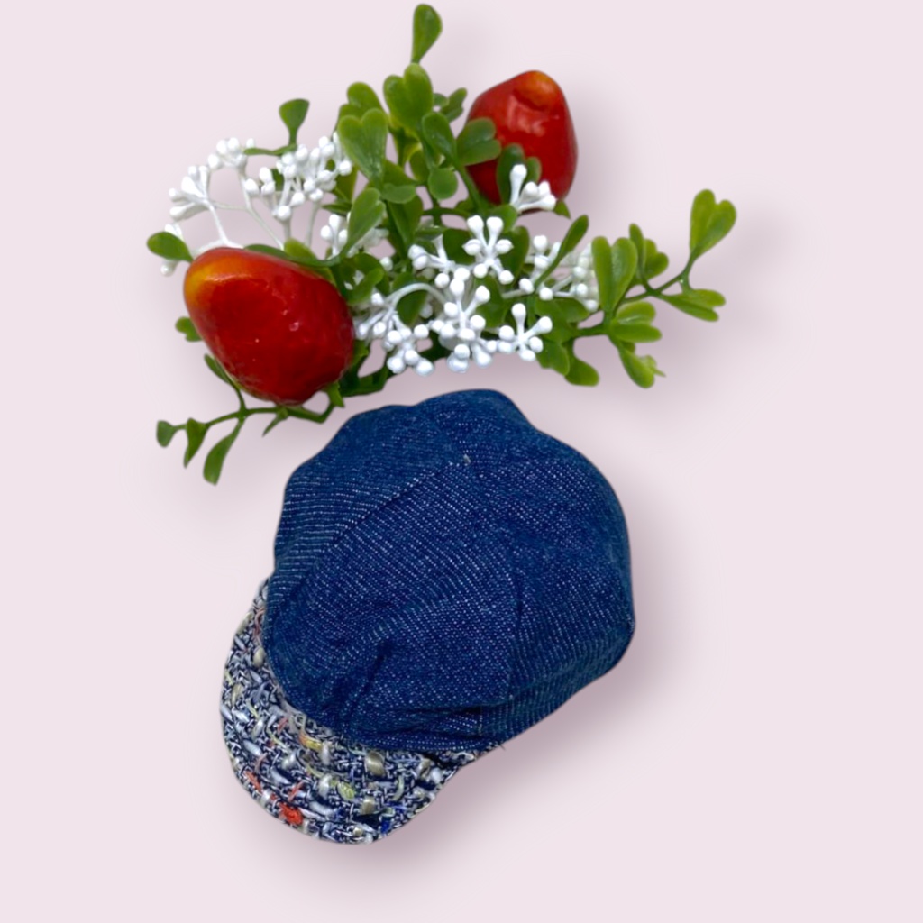 ぬい服 ツイードデニムコーデ 苺シャツ キャップ ジャケット パンツ 10cm 12cmサイズ