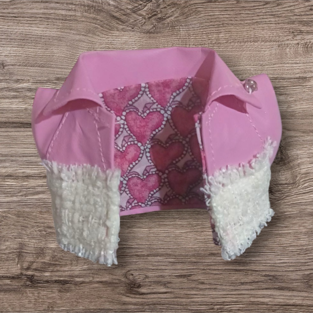 ぬい服 ツイードデニムコーデ 苺シャツ キャップ ジャケット パンツ 10cm 12cmサイズ