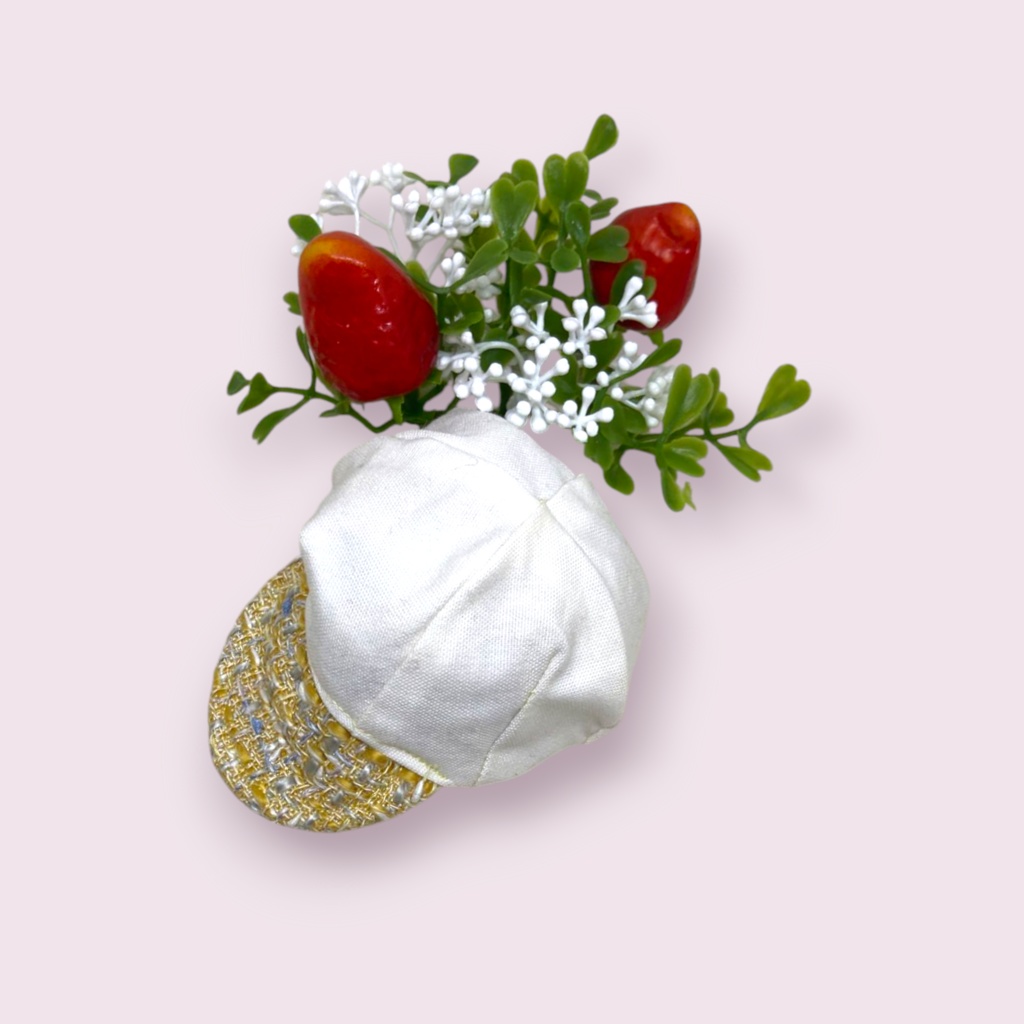 ぬい服 ツイードデニムコーデ 苺シャツ キャップ ジャケット パンツ 10cm 12cmサイズ