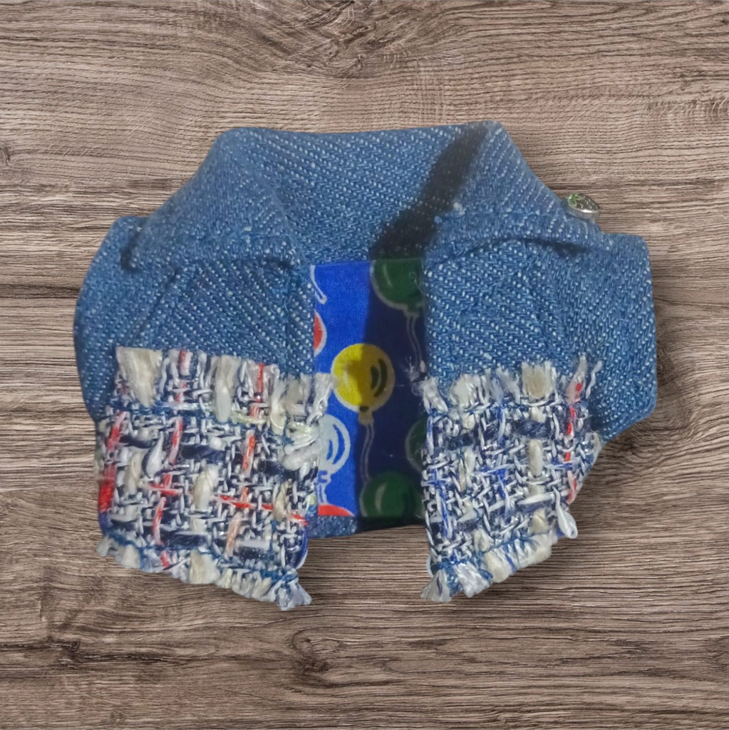 ぬい服 ツイードデニムコーデ 苺シャツ キャップ ジャケット パンツ 10cm 12cmサイズ