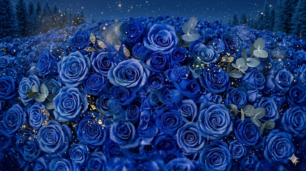 【8K超高精細】紺碧の薔薇 - 深淵に咲く奇跡の青（PC壁紙/デジタルアート）