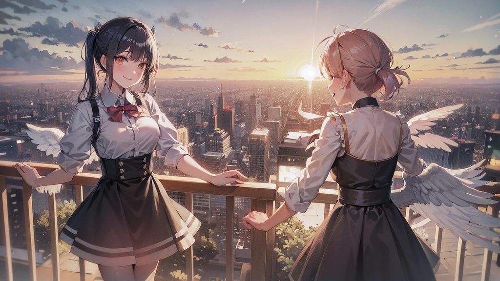 【特別コレクション】Sunset Wings & Cityscape - 高精細デジタルアート 4枚セット (商用利用ライセンス付)