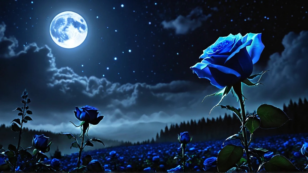 【特別コレクション】Blue Moon & Rose Garden - 高精細デジタルアート 4枚セット (商用利用ライセンス付)