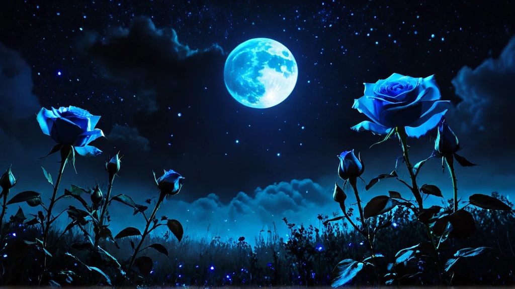 【特別コレクション】Blue Moon & Rose Garden - 高精細デジタルアート 4枚セット (商用利用ライセンス付)