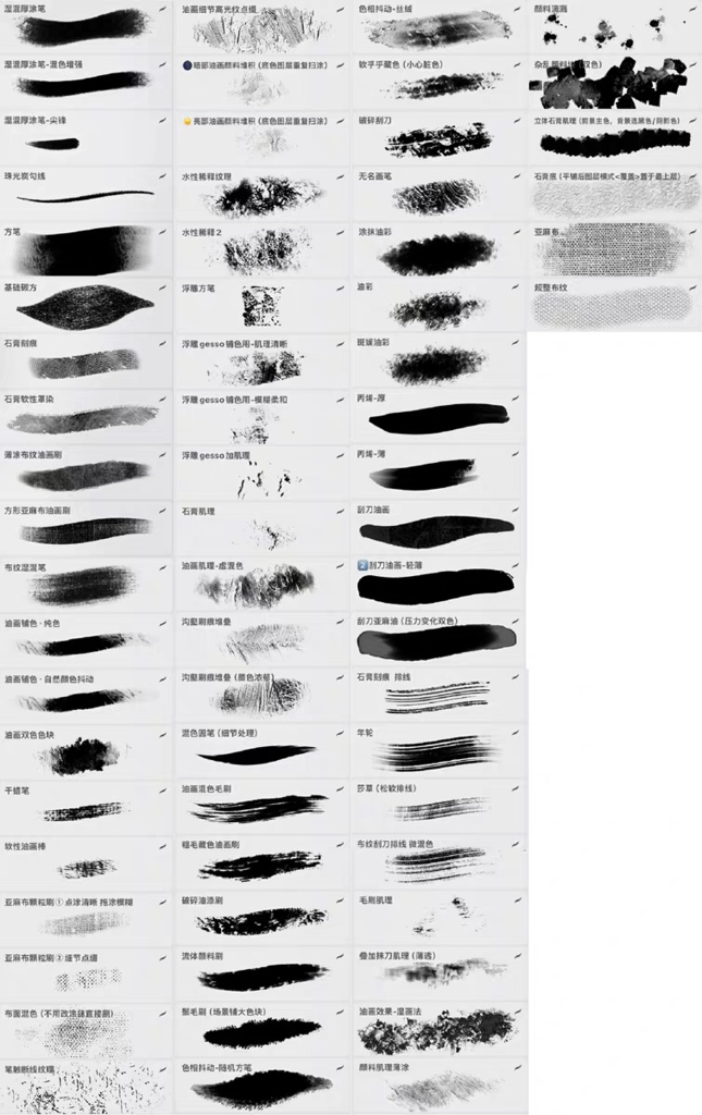 Procreateブラシ 厚塗りの油絵 66+14本