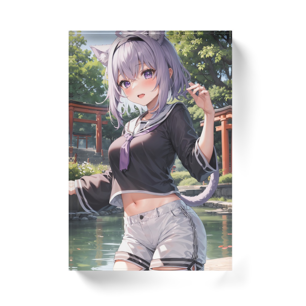 猫又おかゆ アクリルブロック ホワイトタイプ