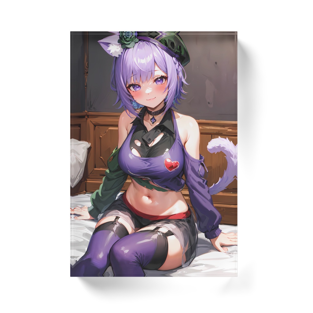 猫又おかゆ アクリルブロック ホワイト