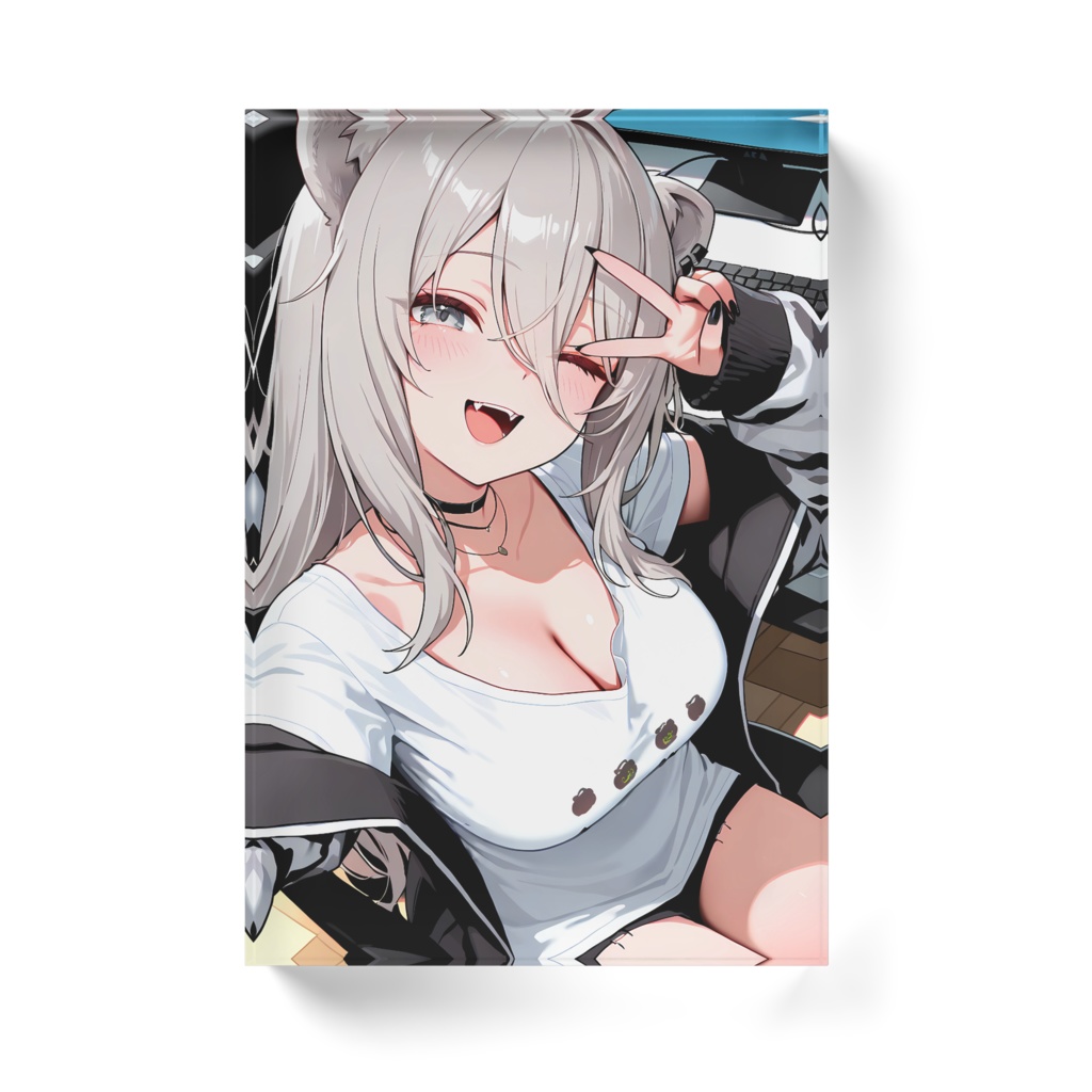 獅白ぼたん アクリルブロック ホワイトタイプ