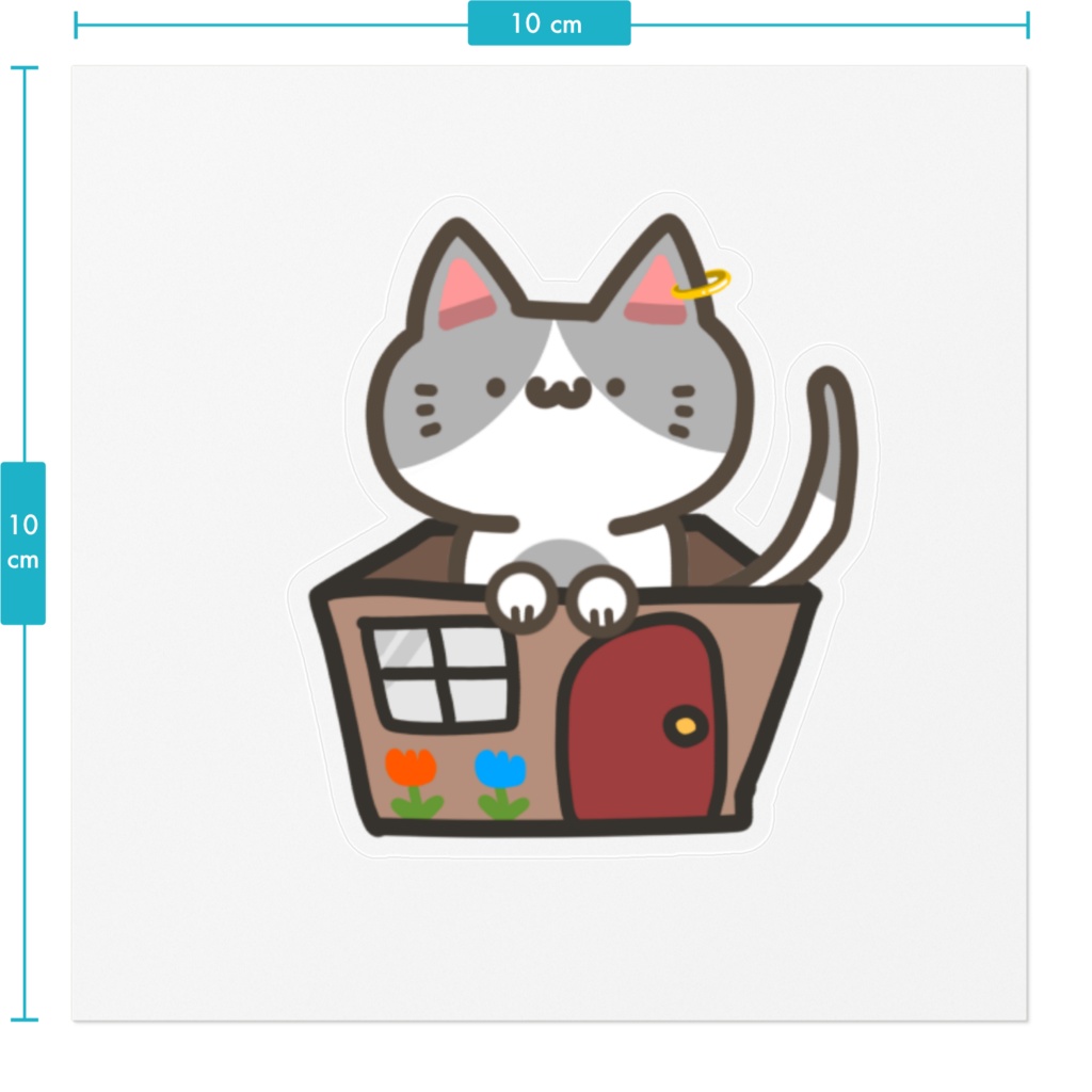 箱入りにゃんこ(ハチワレ)ステッカー