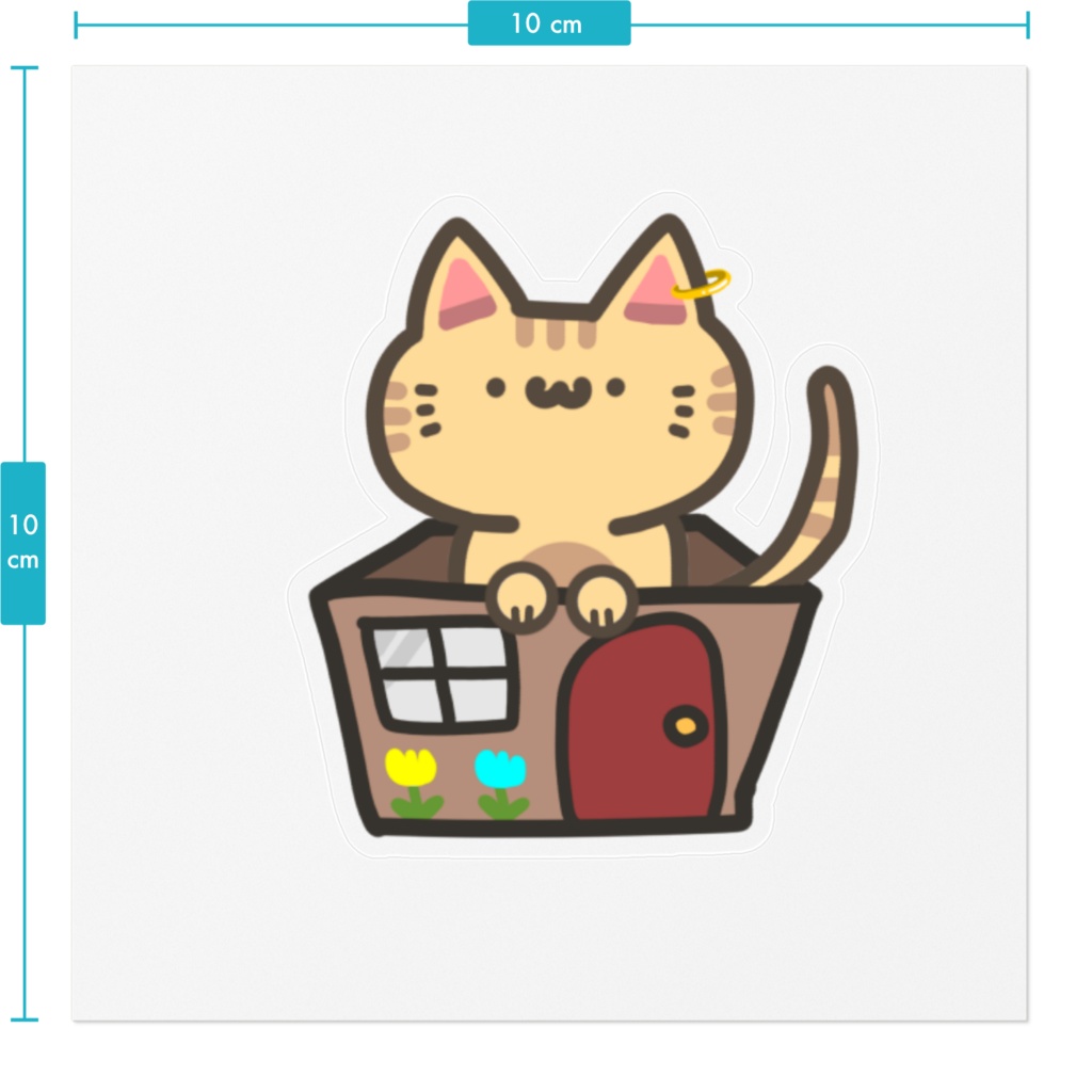 箱入りにゃんこステッカー【茶トラ】