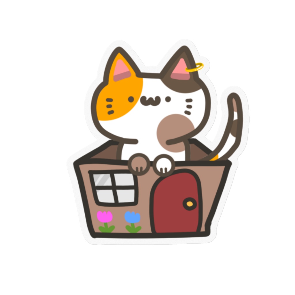 箱入りにゃんこステッカー【三毛】