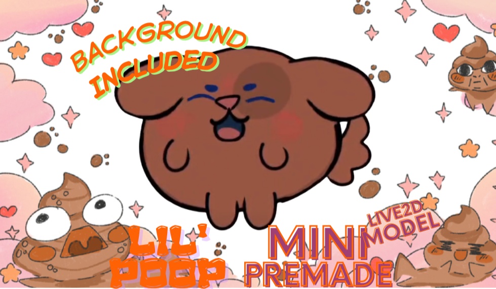 premade/non exclusive live 2d model "lil poop" puppy dog with background