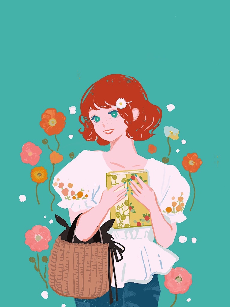 カゴバックの女の子