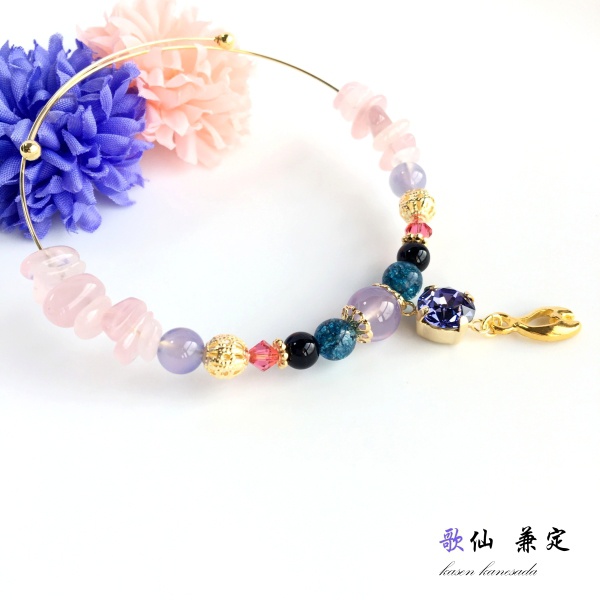 【刀剣乱舞イメージ】天然石と大粒スワロのワイヤーブレス1