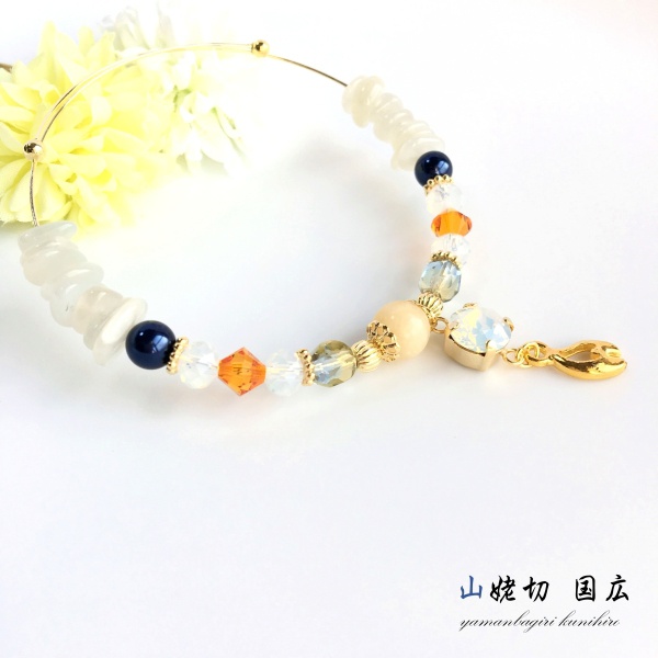 【刀剣乱舞イメージ】天然石と大粒スワロのワイヤーブレス1