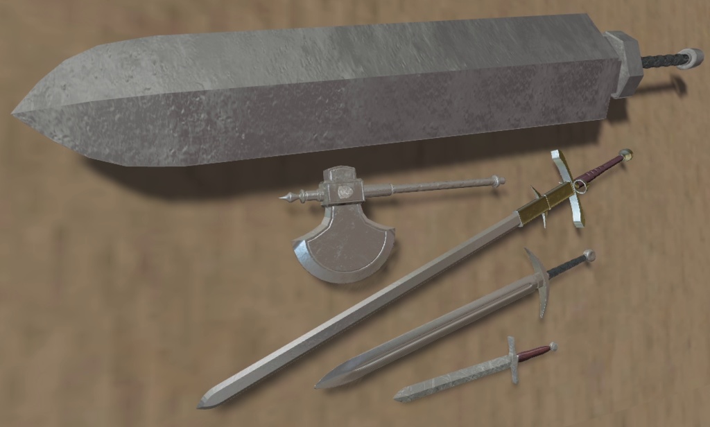 直剣、大剣、特大剣、斧