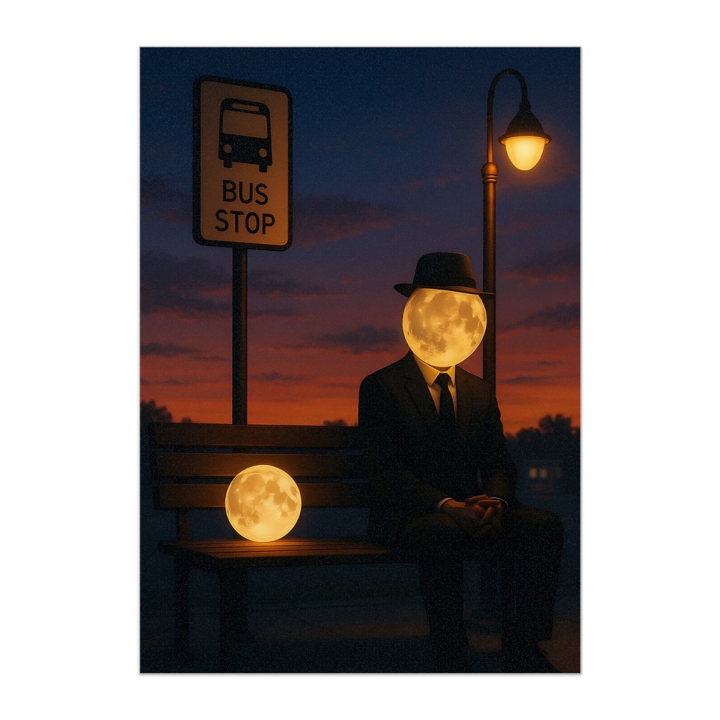 【ポスター】Moon-Faced Man at Dusk – 夕暮れの月面紳士