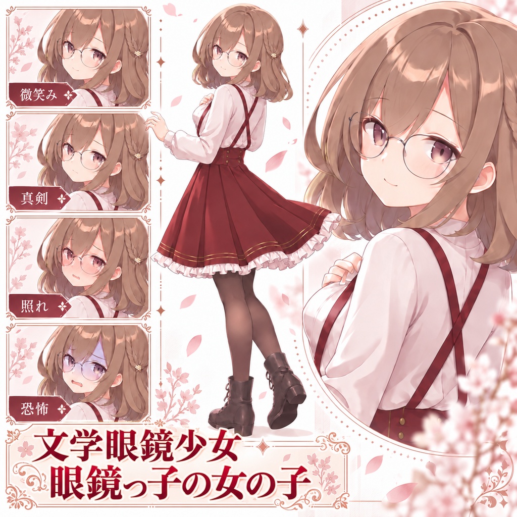 【立ち絵素材58】文学眼鏡少女_眼鏡っ子の女の子