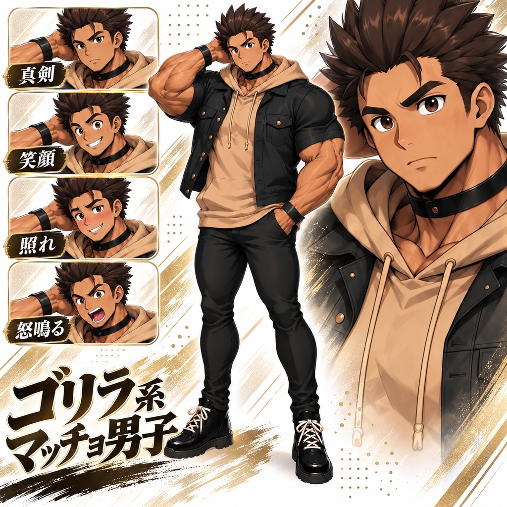 【立ち絵素材60】ゴリラ系マッチョ男子