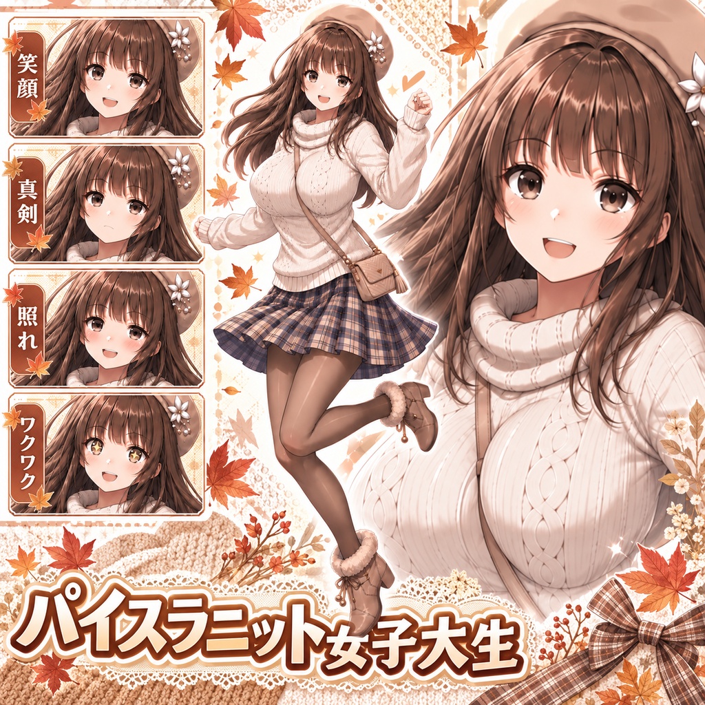 【立ち絵素材67】パイスラニット女子大生