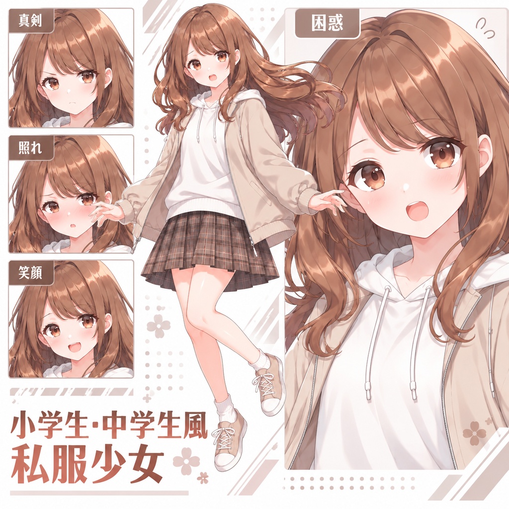 【立ち絵素材74】小学生_中学生風私服少女