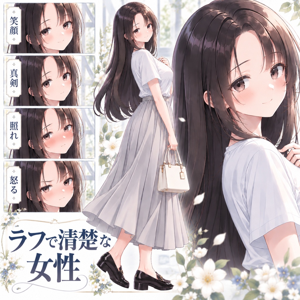 【立ち絵素材77】ラフで清楚な女性