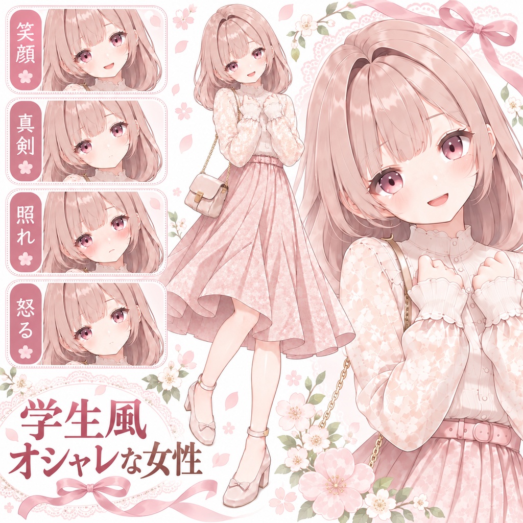 【立ち絵素材78】学生風オシャレな女性