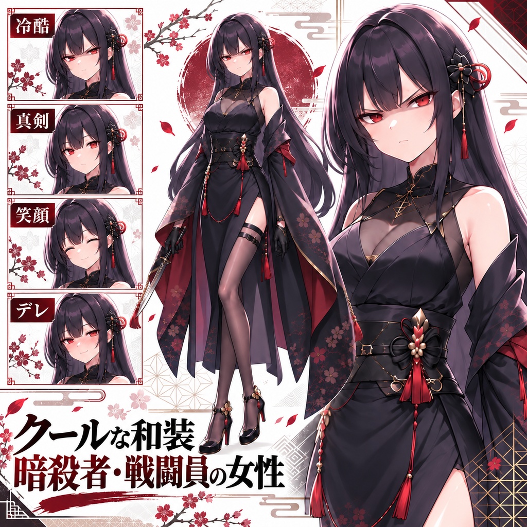 【立ち絵素材93】クールな和装暗殺者_戦闘員の女性