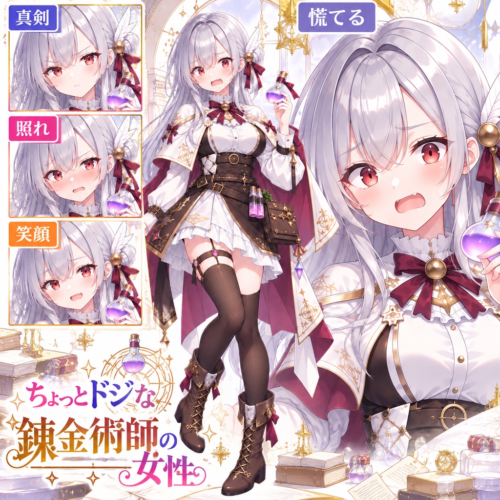 【立ち絵素材99】ちょっとドジな錬金術師の女性