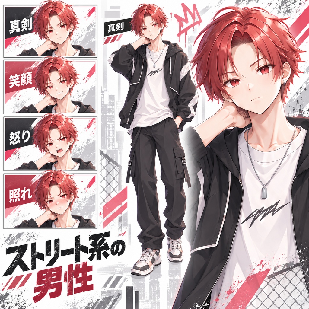 【立ち絵素材100】ストリート系の男性