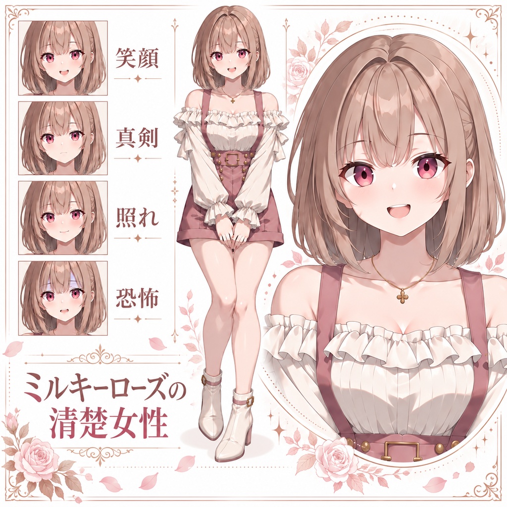 【立ち絵素材118】【無料】ミルキーローズの清楚女性