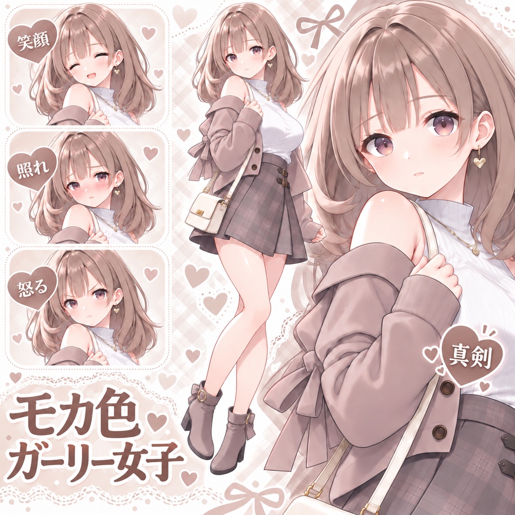 【立ち絵素材147】モカ色ガーリー女子