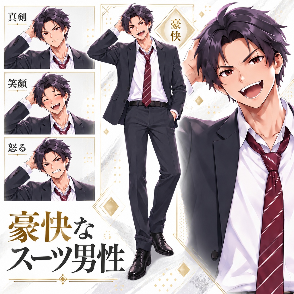【立ち絵素材165】豪快なスーツ男性