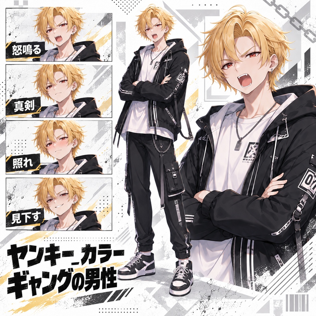【立ち絵素材180】ヤンキー_カラーギャングの男性