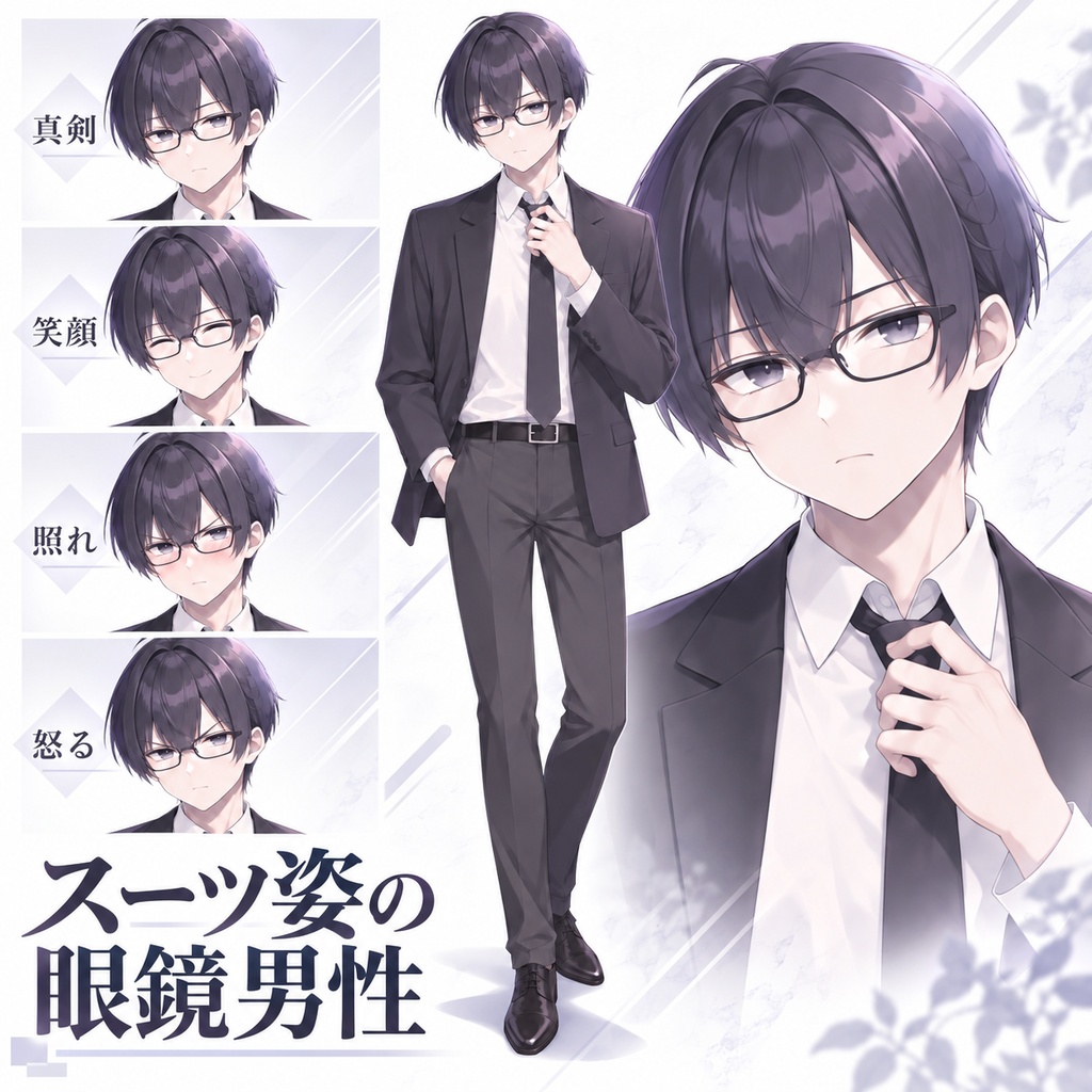 【立ち絵素材195】スーツ姿の眼鏡男性