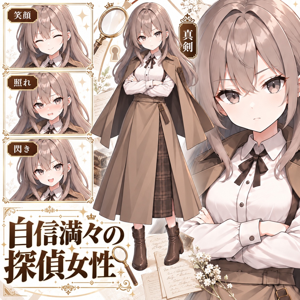 【立ち絵素材204】自信満々の探偵女性