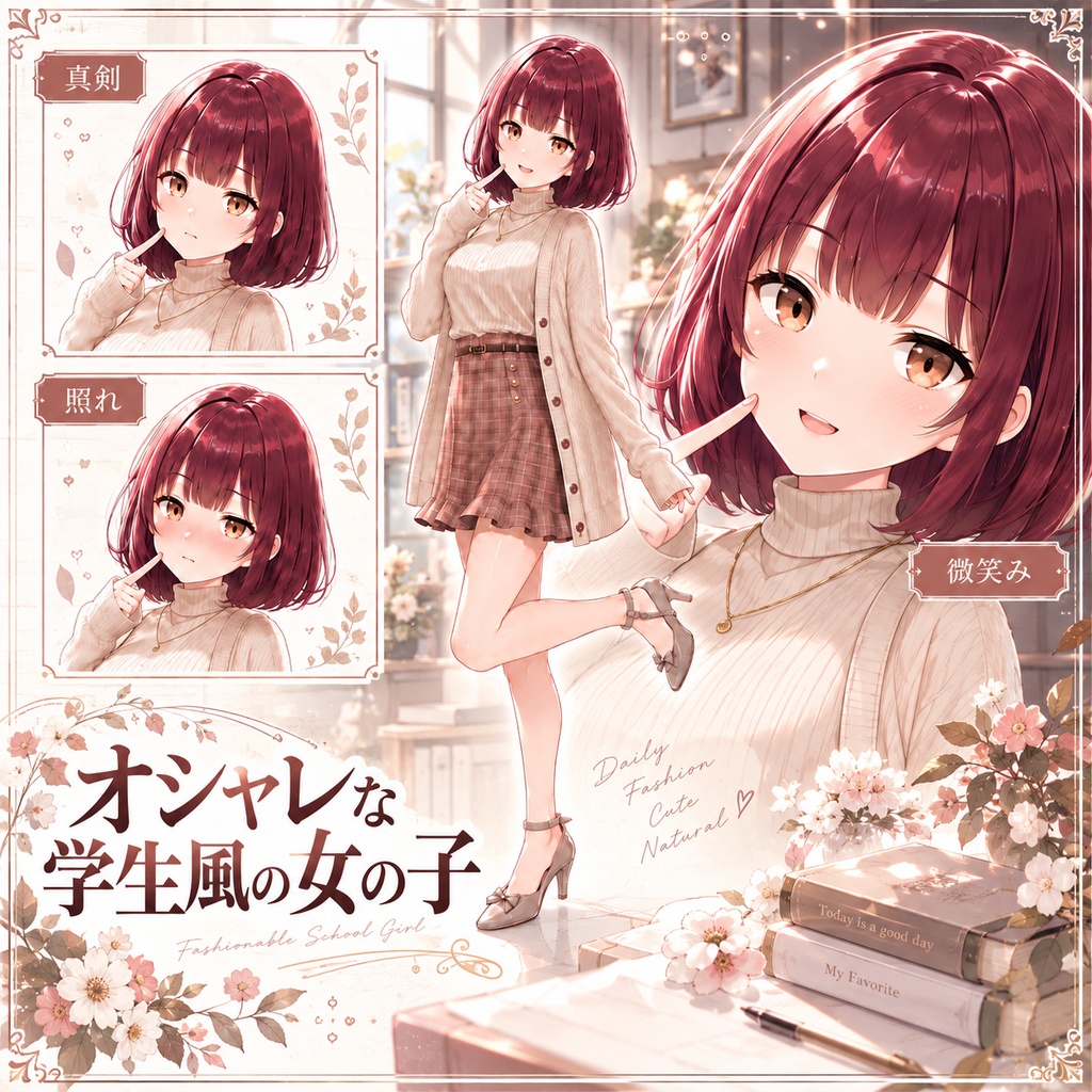 【立ち絵素材208】オシャレな学生の女の子