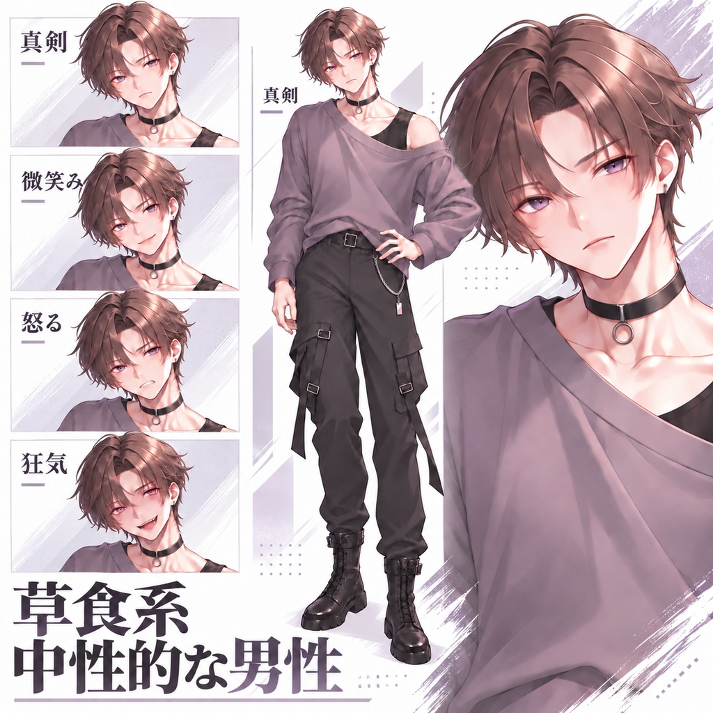 【立ち絵素材240】草食系中性的な男性