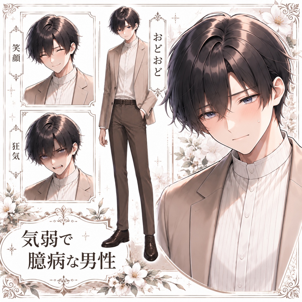 【立ち絵素材250】気弱で臆病な男性