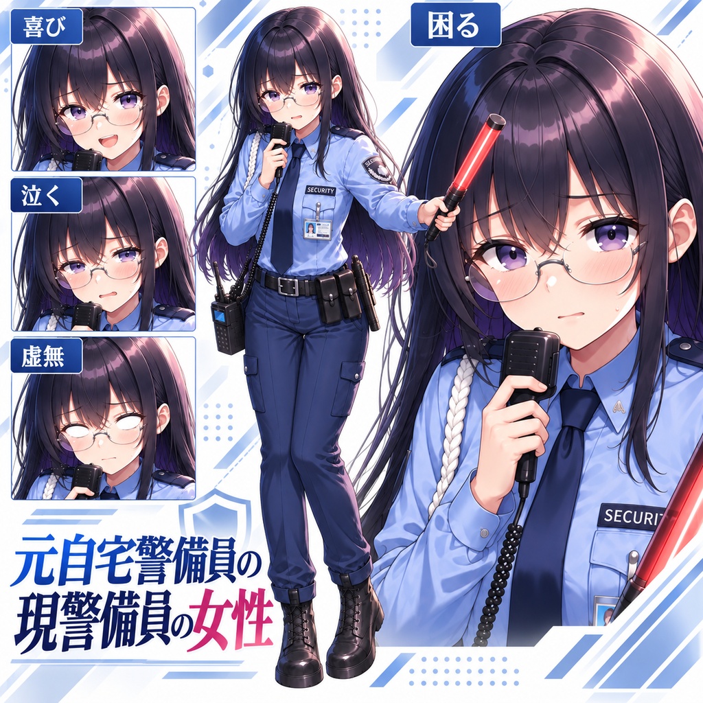 【立ち絵素材257】【無料】元自宅警備員の現警備員の女性