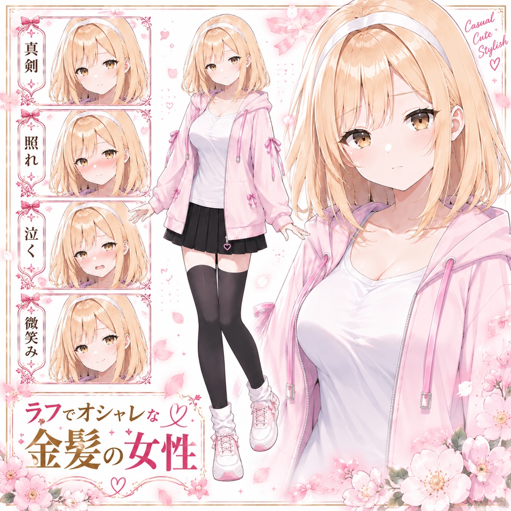【立ち絵素材262】ラフでオシャレな金髪の女性