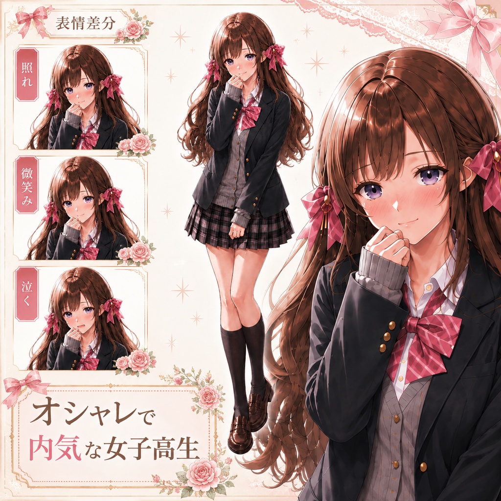 【立ち絵素材267】【無料】オシャレで内気な女子高生