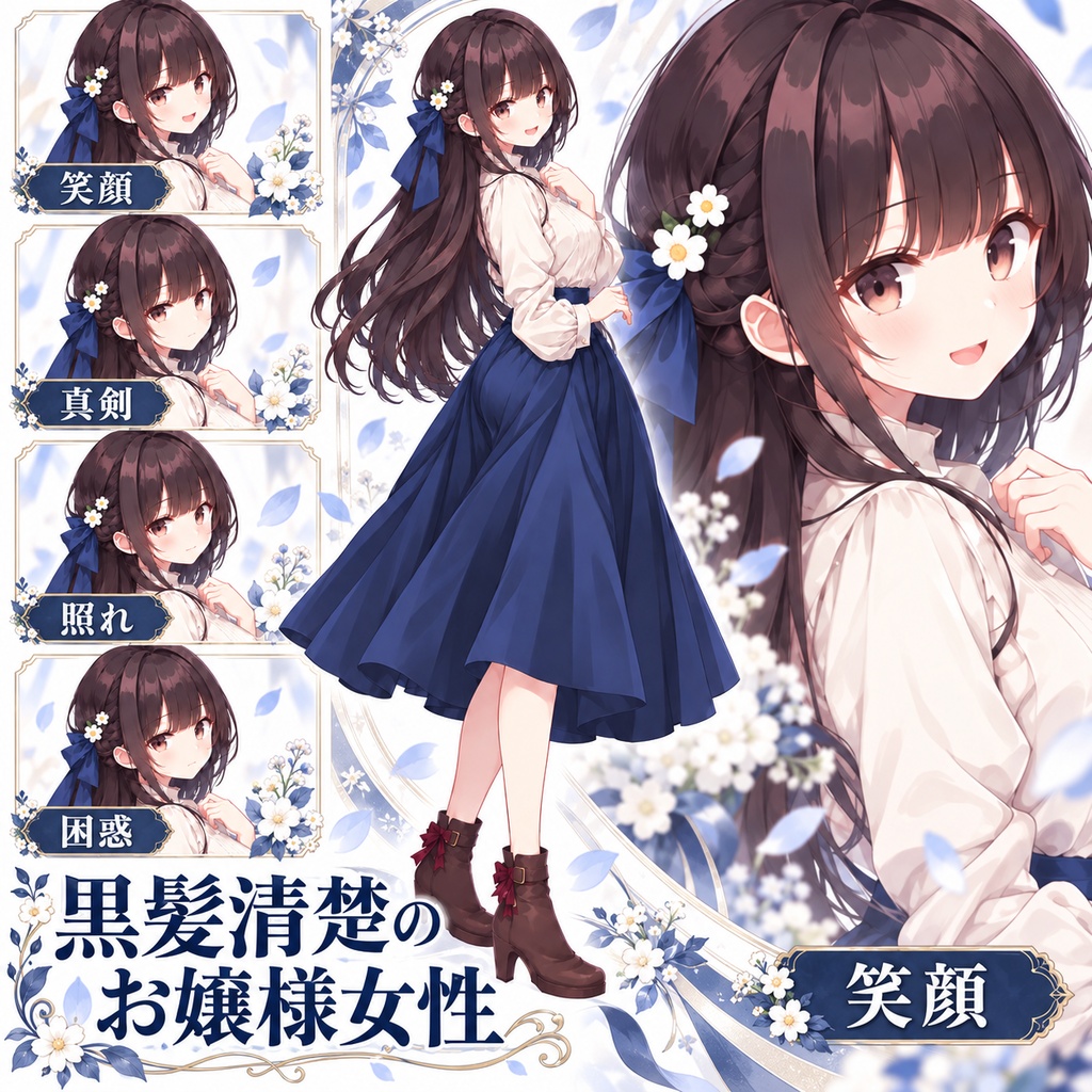 【立ち絵素材297】黒髪清楚のお嬢様女性